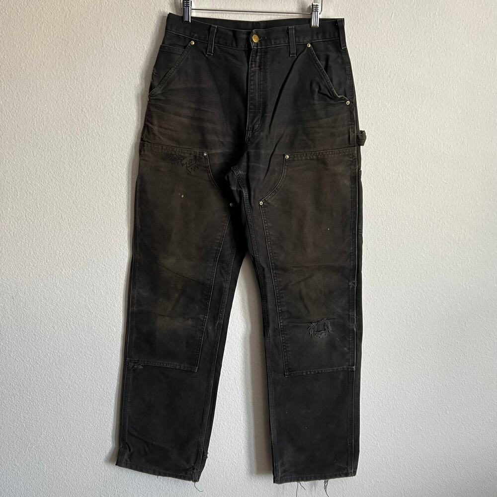 Carhartt B01 BLK faded black double knee work wear carpenter pants